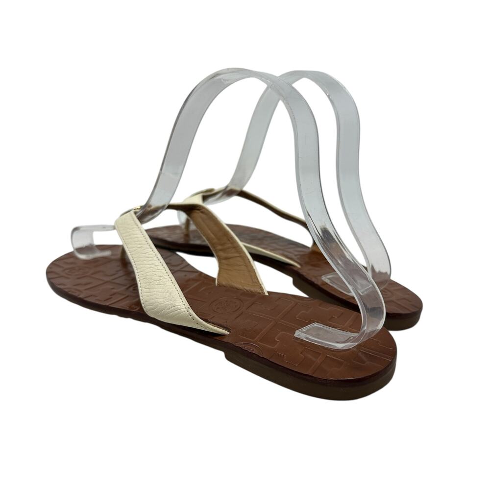 Tory Burch Thora Thong‎ Sandals Flip Flops Patent Leather Ivory Gold Size US 8 - Picture 8 of 14